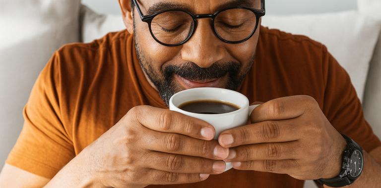 Man enjoys his coffee